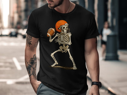 American Football Skeleton Halloween Spooky Sports Football Fan T-Shirt