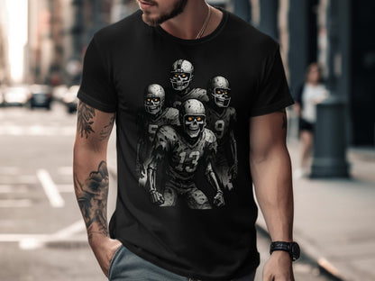 American Football Skeleton Halloween Spooky Sports Football Fan T-Shirt