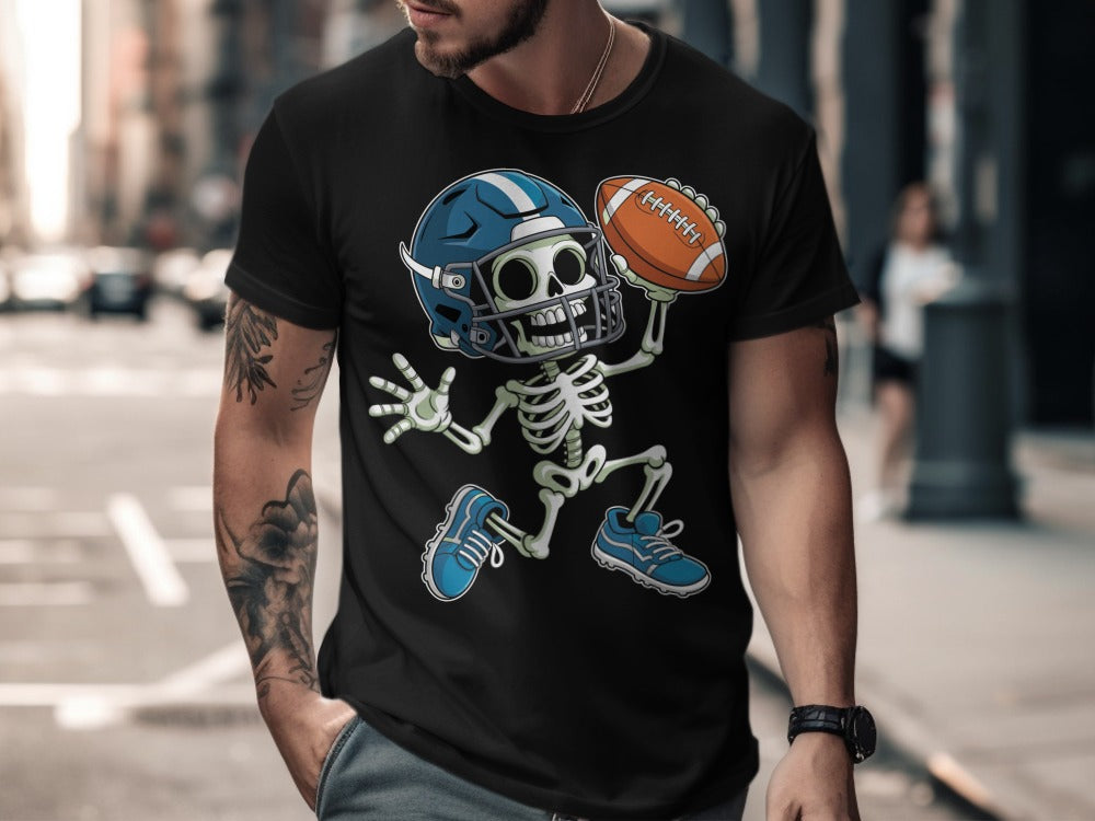 American Football Skeleton Halloween Spooky Sports Football Fan T-Shirt