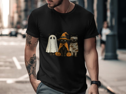Halloween Cats Spooky Season Fall keleton Halloween Black Cat Pumpkin Ghost Spooky Season T-Shirt