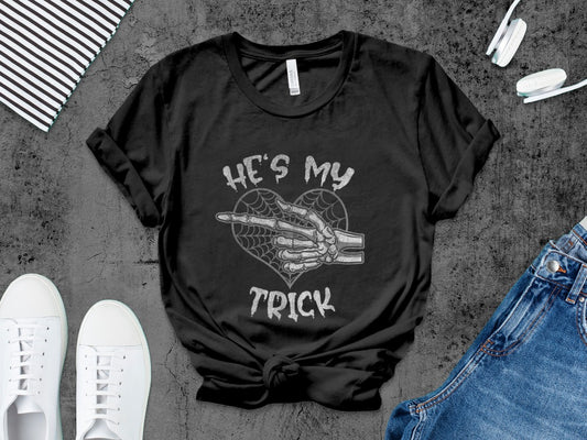 He's My Trick Funny Halloween Matching Couple Girlfriend T-Shirt