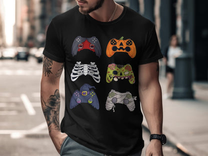 Funny Halloween Skeleton Gamer Video Gaming Spooky controller T-Shirt