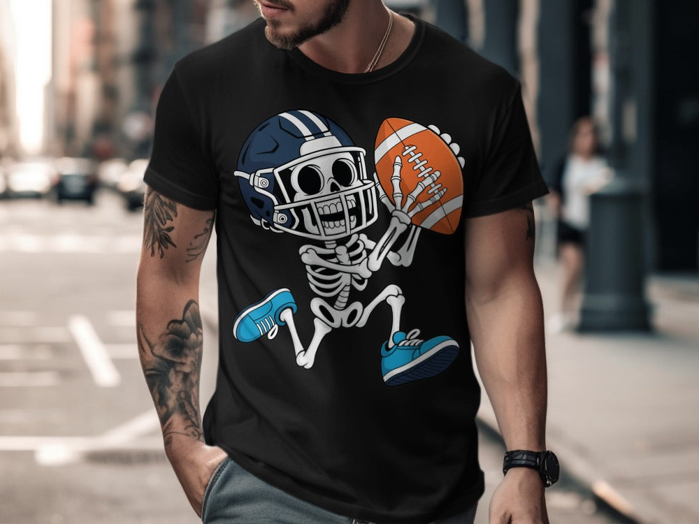 American Football Skeleton Halloween Spooky Sports Football Fan T-Shirt