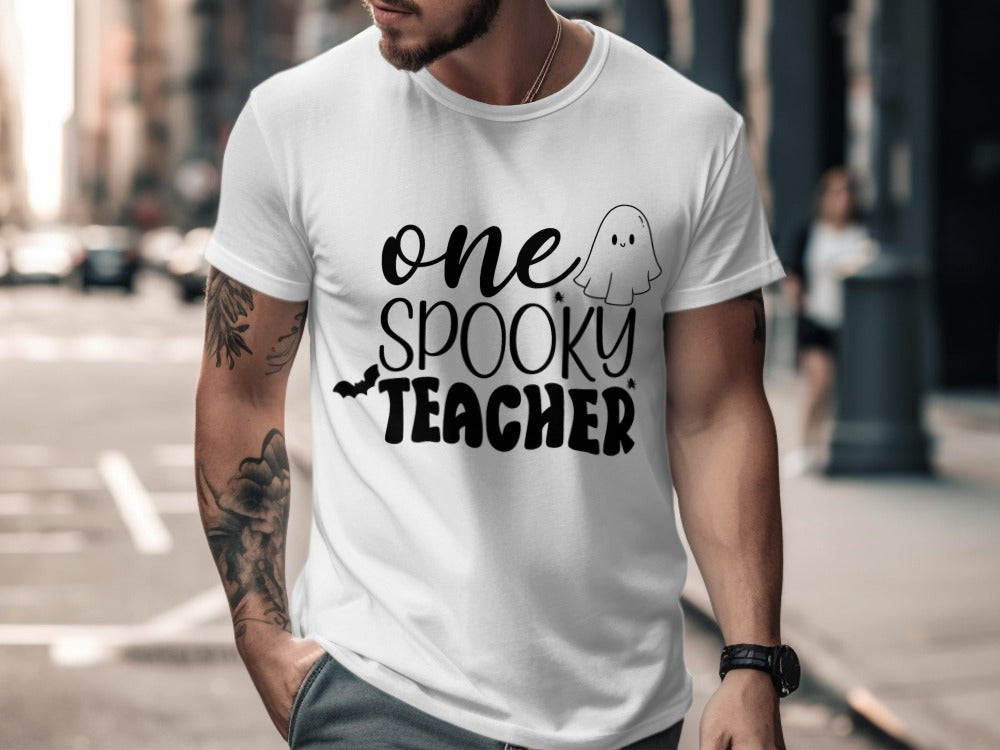 Halloween Spooky Teacher Ghost School Teachers Costume Classrooms T-Shirt