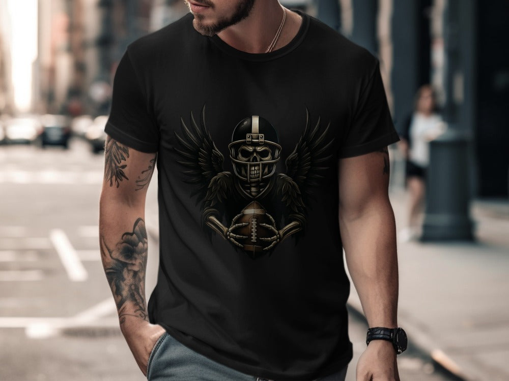 American Football Skeleton Halloween Spooky Sports Football Fan T-Shirt