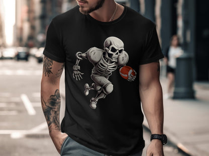 American Football Skeleton Halloween Spooky Sports Football Fan T-Shirt