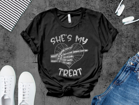 She's My Treat Funny Halloween Matching Couple Boyfriend T-Shirt