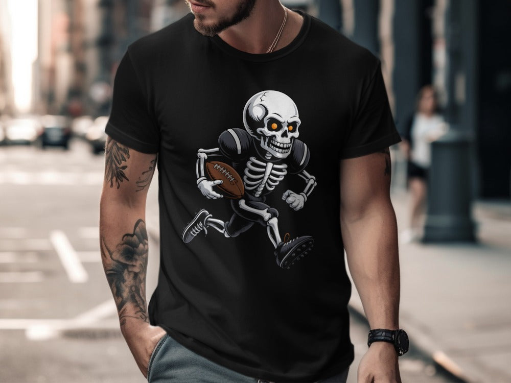 American Football Skeleton Halloween Spooky Sports Football Fan T-Shirt