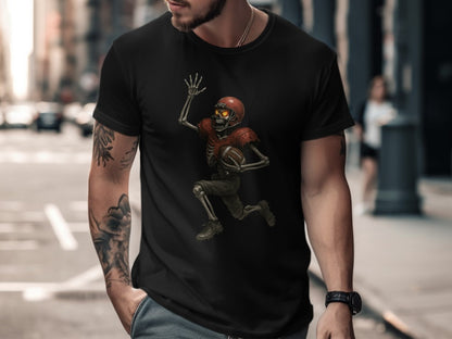 American Football Skeleton Halloween Spooky Sports Football Fan T-Shirt
