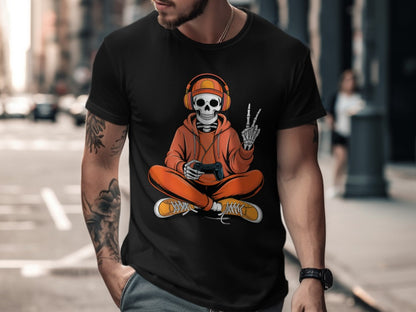 Funny Halloween Skeleton Gamer Video Gaming Spooky controller T-Shirt