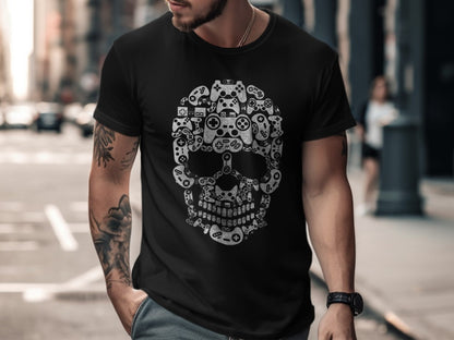 Funny Halloween Skeleton Gamer Video Gaming Spooky controller T-Shirt