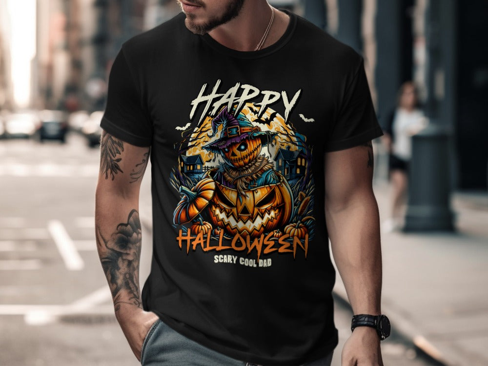 Happy Halloween Unisex T-shirt, Spooky Scarecrow Tee, Fall Festival Apparel, Halloween Costume Top, Casual Holiday Wear