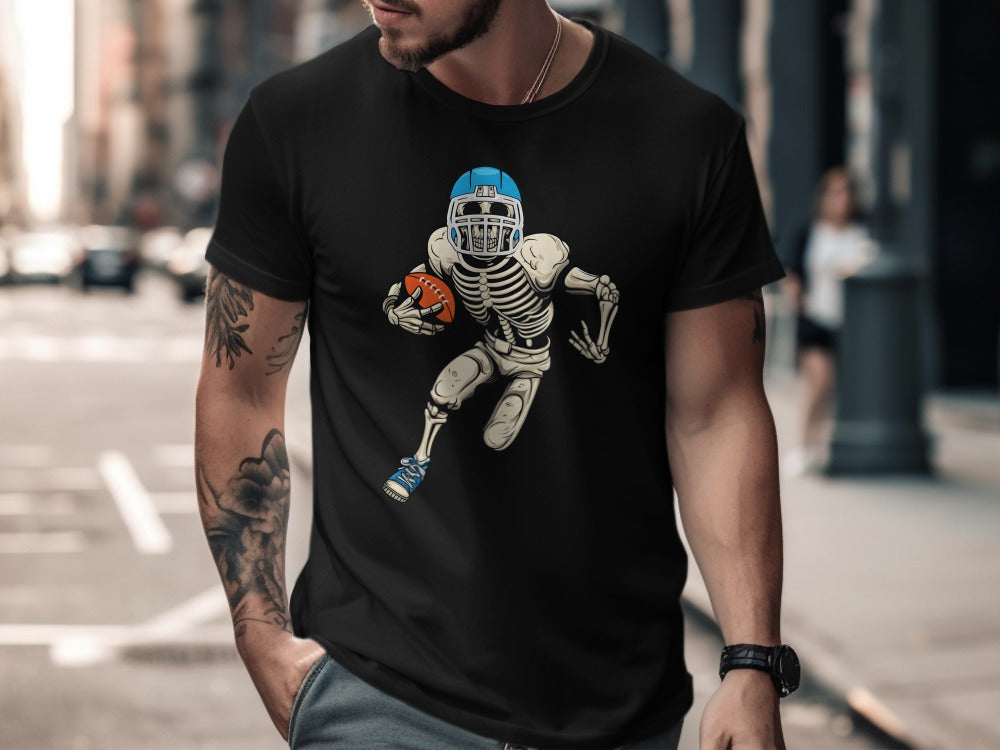 American Football Skeleton Halloween Spooky Sports Football Fan T-Shirt