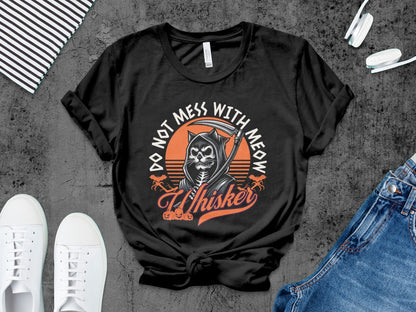 Skeleton Halloween Black Cat Do Not Mess With The Meow  Pumpkin Ghost Spooky Season T-Shirt