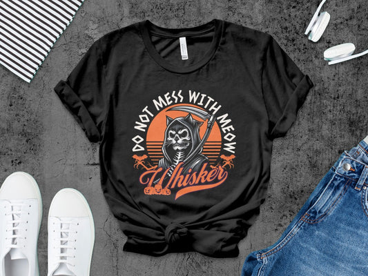Skeleton Halloween Black Cat Do Not Mess With The Meow  Pumpkin Ghost Spooky Season T-Shirt