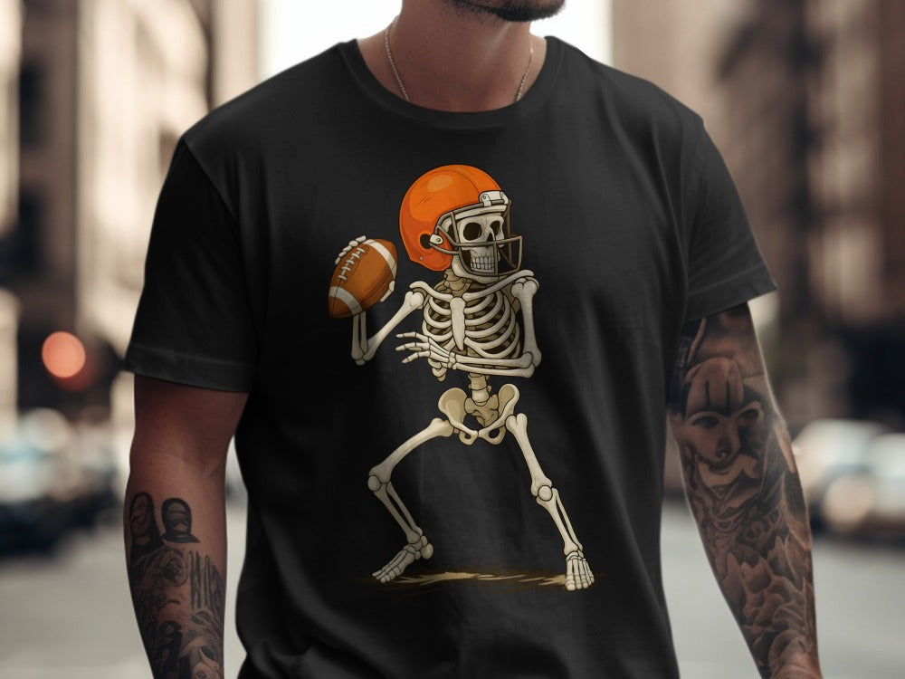 American Football Skeleton Halloween Spooky Sports Football Fan T-Shirt