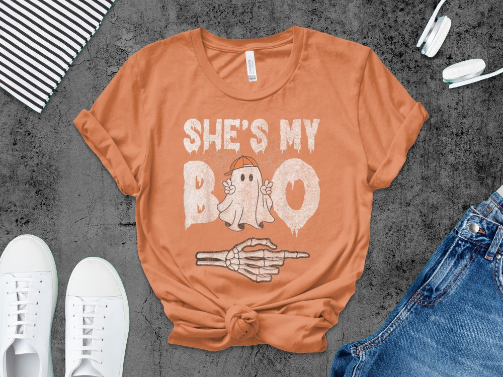 Funny Halloween Shes My Boo Couple Matching Halloween Costumes T-Shirt