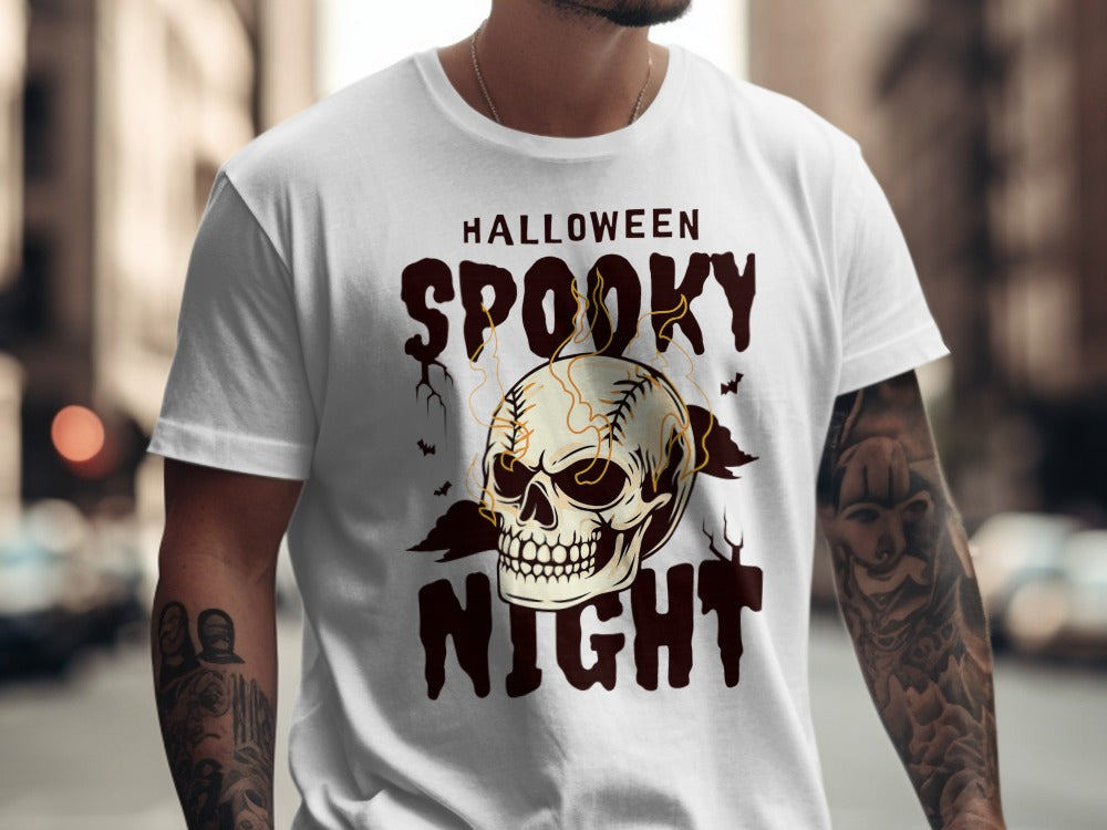 Baseball Player Halloween Pumpkin Skeleton Ghost Boo Spooky T-Shirt