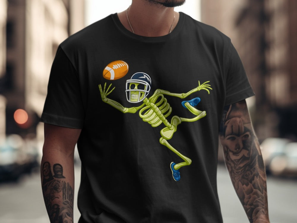 American Football Skeleton Halloween Spooky Sports Football Fan T-Shirt
