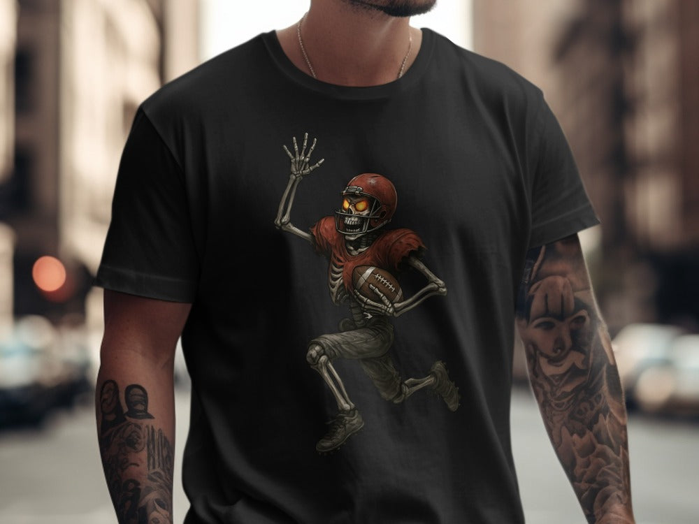American Football Skeleton Halloween Spooky Sports Football Fan T-Shirt