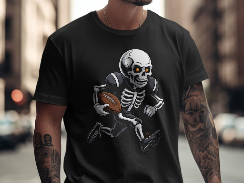 American Football Skeleton Halloween Spooky Sports Football Fan T-Shirt