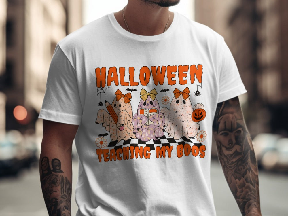 Halloween Spooky Teacher Ghost School Teachers Costume Classrooms T-Shirt
