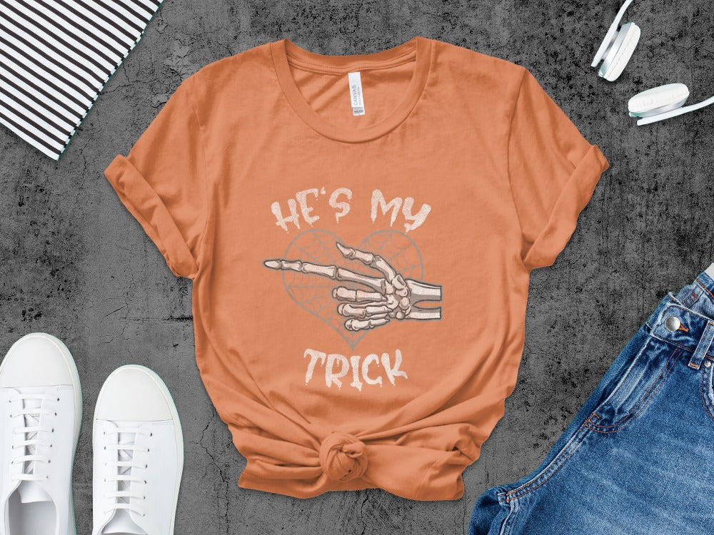 He's My Trick Funny Halloween Matching Couple Girlfriend T-Shirt