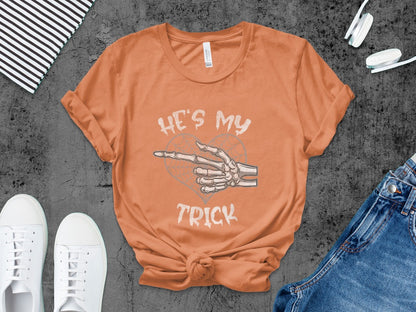 He's My Trick Funny Halloween Matching Couple Girlfriend T-Shirt