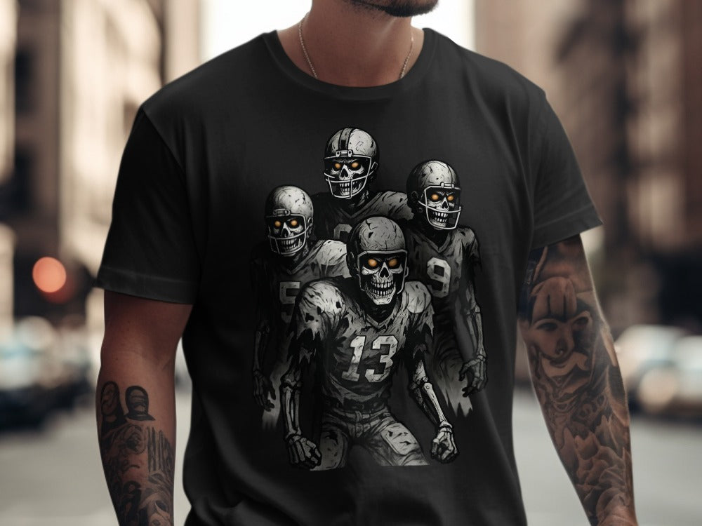 American Football Skeleton Halloween Spooky Sports Football Fan T-Shirt