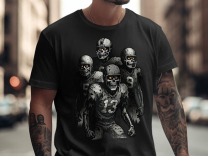 American Football Skeleton Halloween Spooky Sports Football Fan T-Shirt