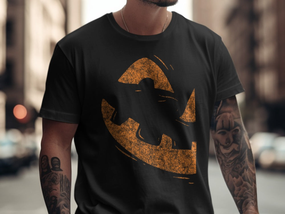Spooky Couples Halloween Shirt Pumpkin Face Halloween Matching Couple T-Shirt