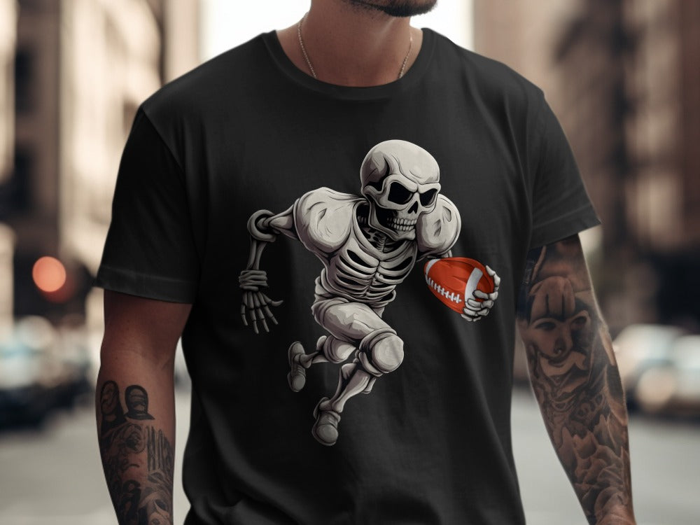 American Football Skeleton Halloween Spooky Sports Football Fan T-Shirt
