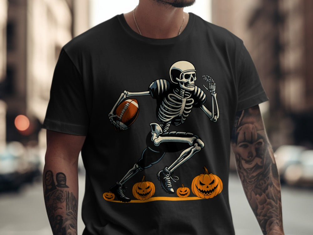American Football Skeleton Halloween Spooky Sports Football Fan T-Shirt