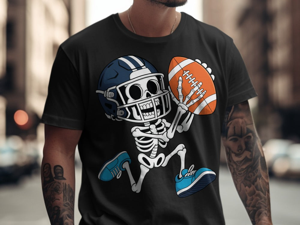 American Football Skeleton Halloween Spooky Sports Football Fan T-Shirt