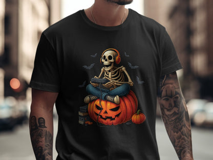 Funny Halloween Skeleton Gamer Video Gaming Spooky controller T-Shirt