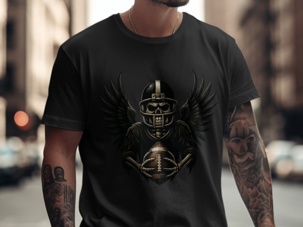 American Football Skeleton Halloween Spooky Sports Football Fan T-Shirt
