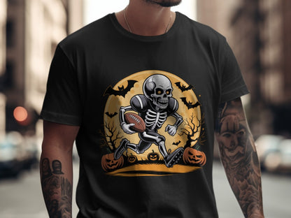 American Football Skeleton Halloween Spooky Sports Football Fan T-Shirt