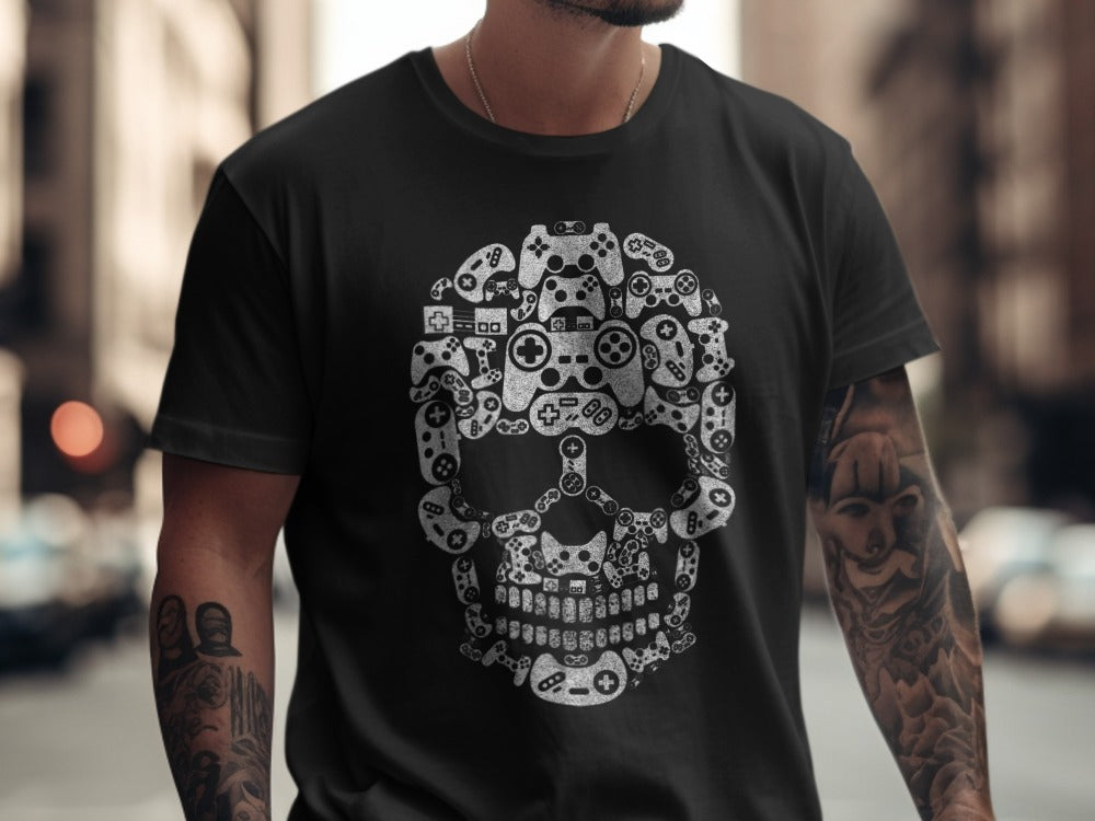 Funny Halloween Skeleton Gamer Video Gaming Spooky controller T-Shirt