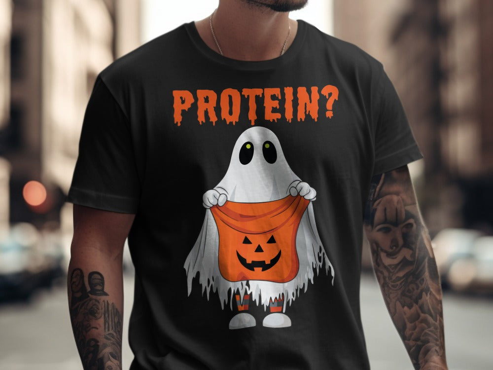 Working Out Ghost Gym Halloween Fitness Weightlifting Horror Exercise T-Shirt