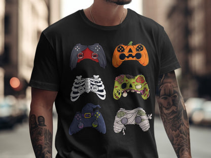 Funny Halloween Skeleton Gamer Video Gaming Spooky controller T-Shirt