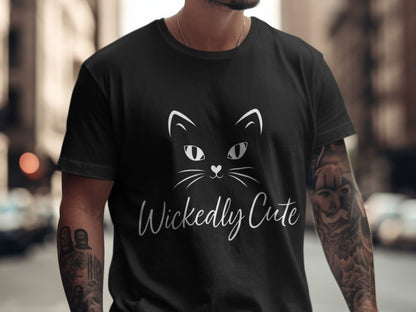 Wickedly Cute Halloween Black Cat Pumpkin Ghost Spooky Season T-Shirt