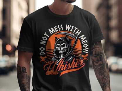 Skeleton Halloween Black Cat Do Not Mess With The Meow  Pumpkin Ghost Spooky Season T-Shirt