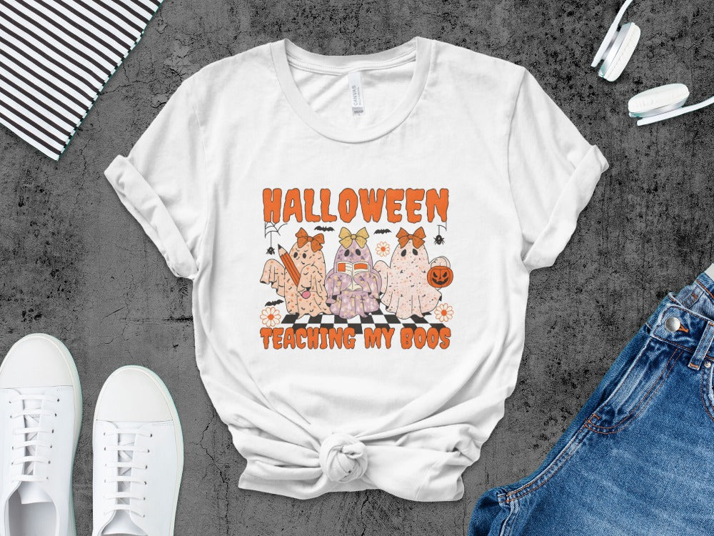 Halloween Spooky Teacher Ghost School Teachers Costume Classrooms T-Shirt
