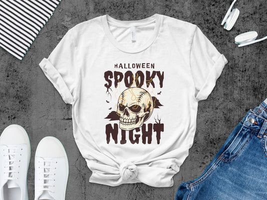 Baseball Player Halloween Pumpkin Skeleton Ghost Boo Spooky T-Shirt