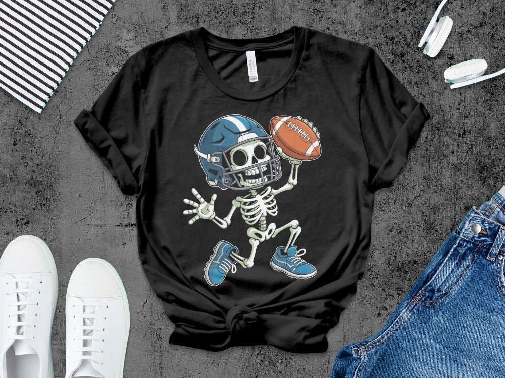 American Football Skeleton Halloween Spooky Sports Football Fan T-Shirt