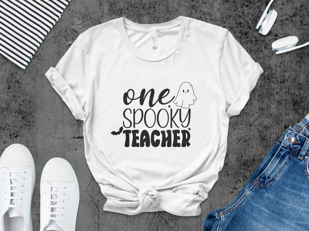 Halloween Spooky Teacher Ghost School Teachers Costume Classrooms T-Shirt