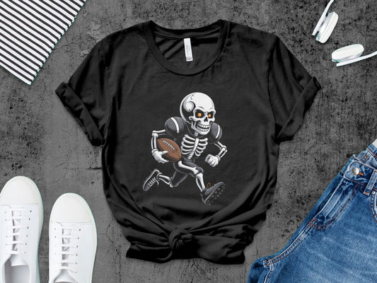 American Football Skeleton Halloween Spooky Sports Football Fan T-Shirt