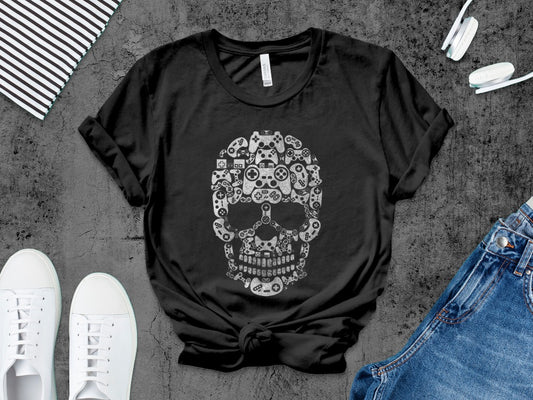 Funny Halloween Skeleton Gamer Video Gaming Spooky controller T-Shirt