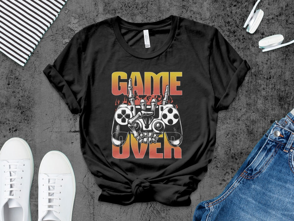 Funny Halloween Skeleton Gamer Video Gaming Spooky controller T-Shirt
