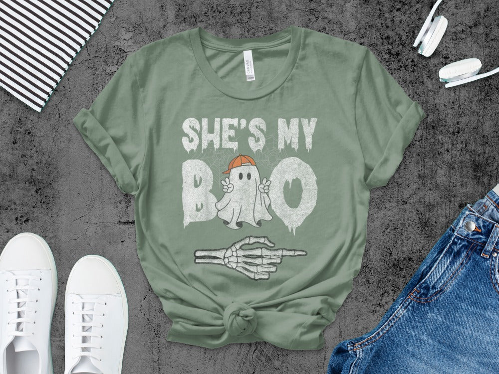 Funny Halloween Shes My Boo Couple Matching Halloween Costumes T-Shirt